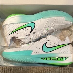Nike GT Cut Zoom White and Aqua Sneakers